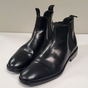 H&M Black Leather Classic Chelsea Pull On Boots - Men’s Size 11.5 EU 45